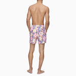 Load image into Gallery viewer, TROPICAL HIBISCUS PRINT 5.5&quot; SWIM SHORTS

